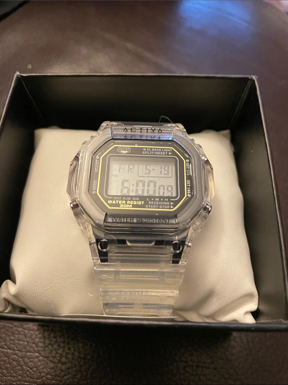 Ativa Transparent Case Digital Watch with Blue Backlit Display by Invicta